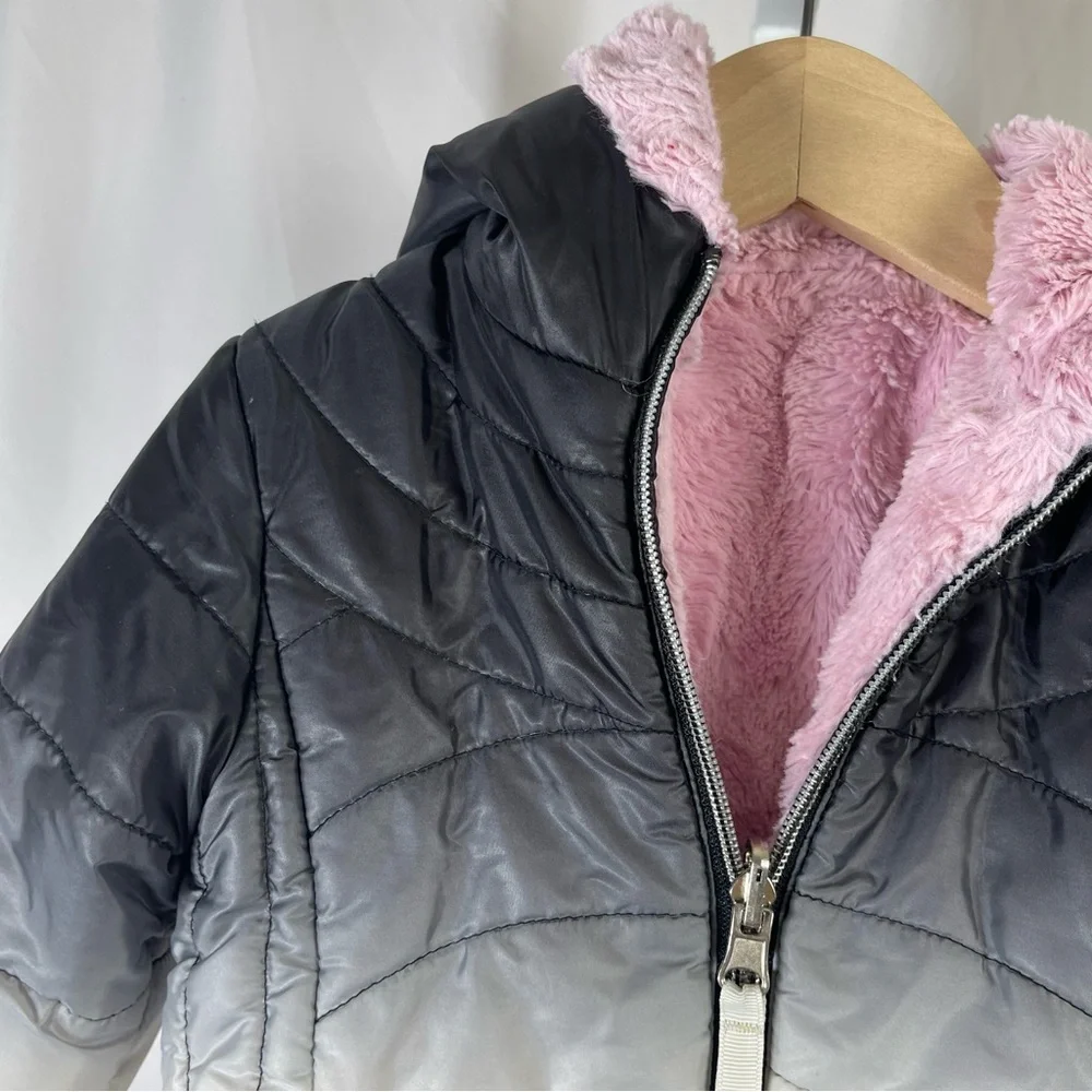 Pistachio 3at Gradient Puffer Jacket Faux Fur Warm Winter Snow Ski Hooded Warm